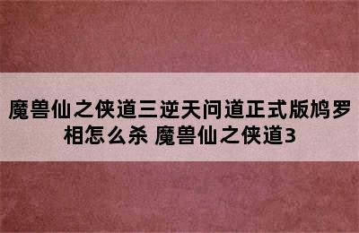 魔兽仙之侠道三逆天问道正式版鸠罗相怎么杀 魔兽仙之侠道3